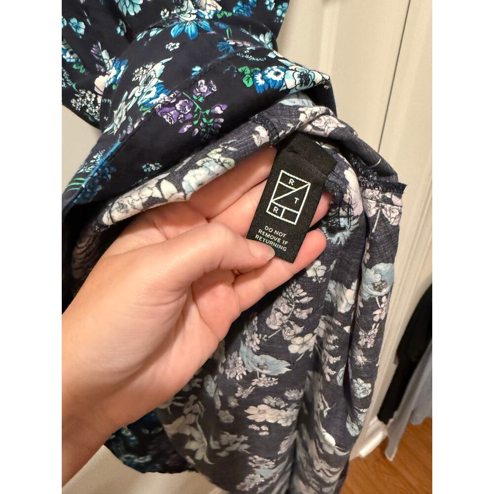 Derek Lam Navy Bouquet Flow Print Dress - Picture 8 of 9